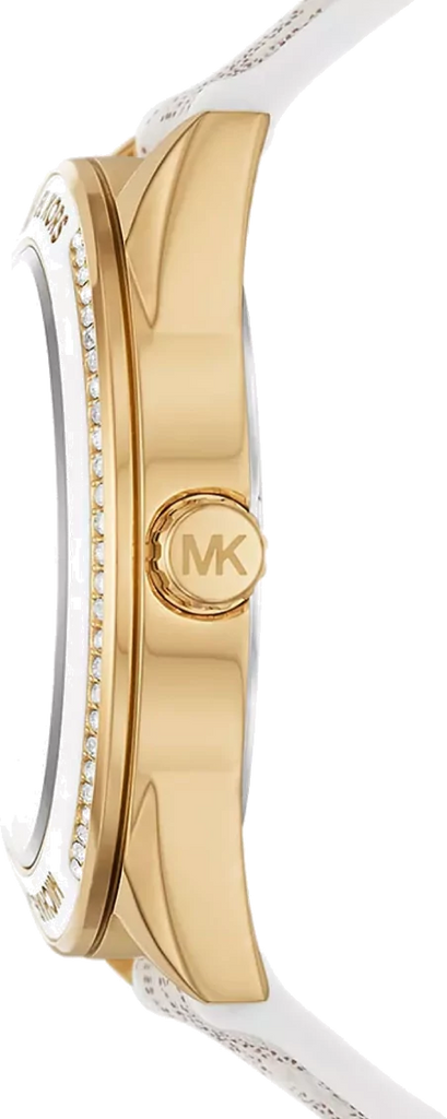 Michael Kors Jessa Multifunction Gold Dial White Leather Strap Watch For Women - MK7204