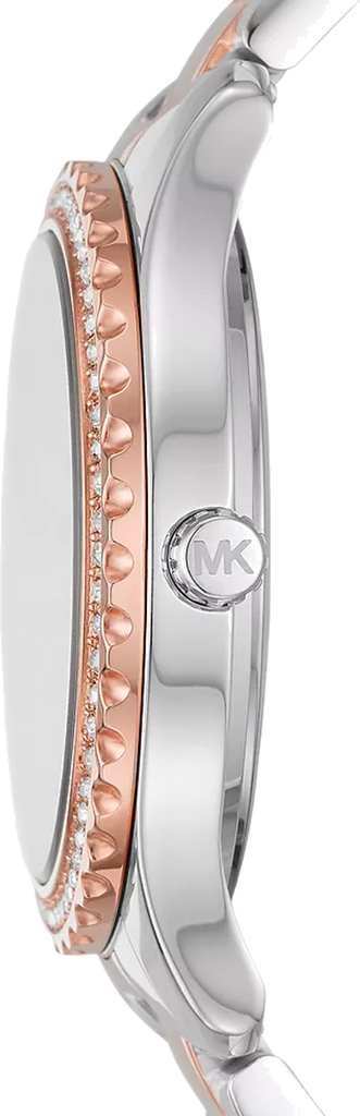 Michael Kors Layton Three Hand Pink Dial Two Tone Steel Strap Watch For Women - MK6894