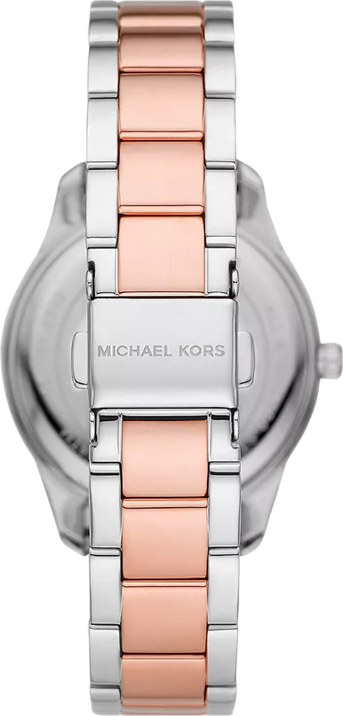Michael Kors Layton Three Hand Pink Dial Two Tone Steel Strap Watch For Women - MK6894
