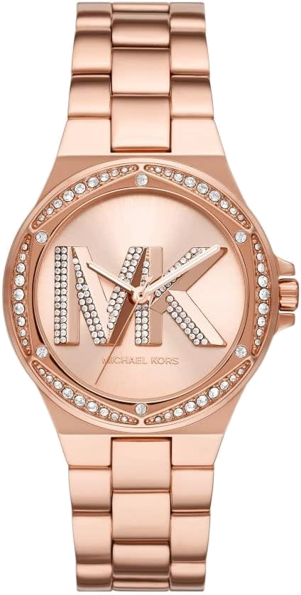 Michael Kors Lennox Three Hand Rose Gold Dial Rose Gold Steel Strap Wa