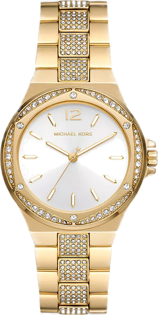 Michael Kors Lenox Three Hand Silver Dial Gold Steel Strap Watch For Women - MK7361