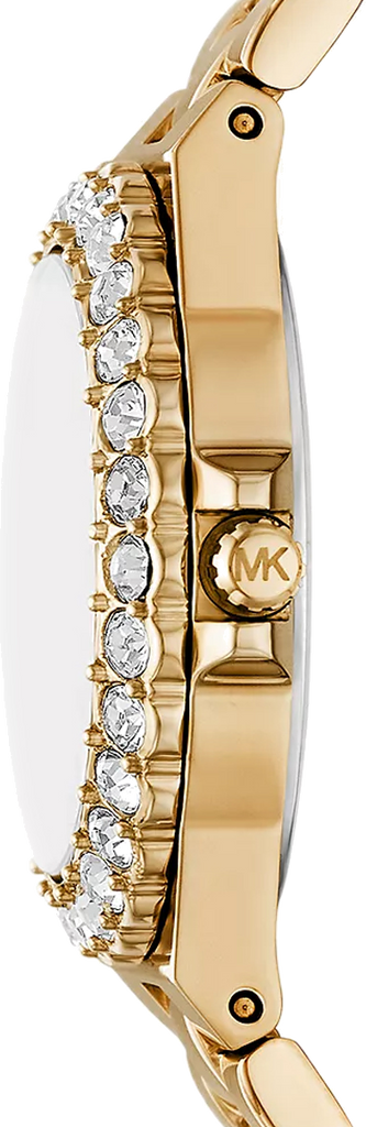 Michael Kors Lennox Quartz Green Dial Gold Steel Strap Watch For Women - MK7395