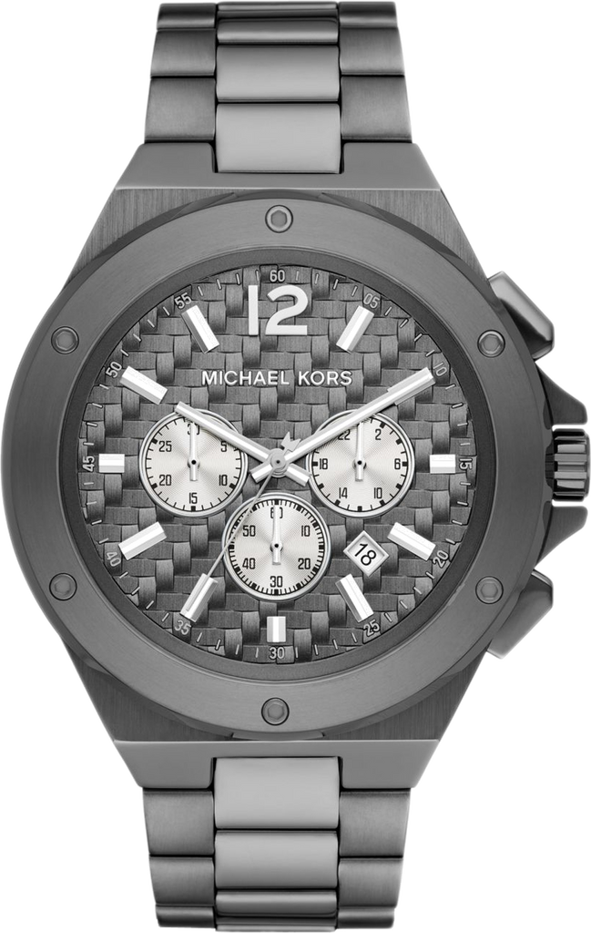 Michael Kors Lennox Chronograph Quartz Grey Dial Grey Steel Strap Watch For Men - MK9102