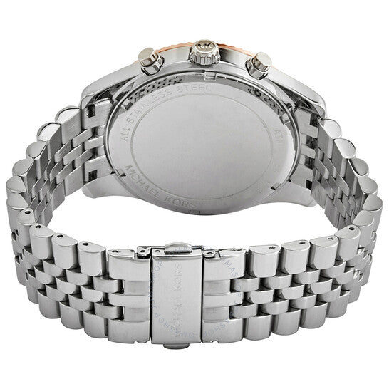 Michael Kors Lexington Chronograph Blue Dial Silver Steel Strap Watch For Men - MK8689