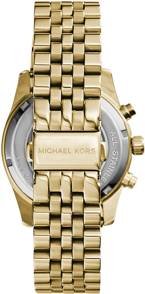 Michael Kors Lexington Chronograph Gold Dial Gold Steel Strap Watch for Women - MK5556