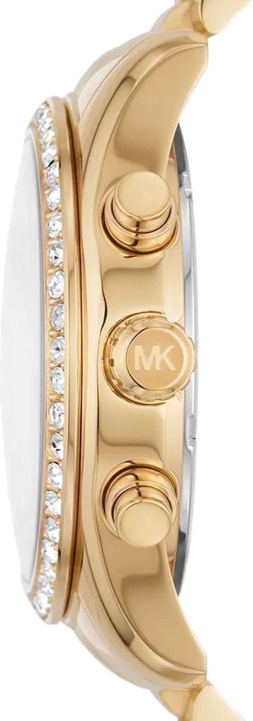 Michael Kors Lexington Mother of Pearl White Dial Gold Steel Strap Watch For Women - MK7241