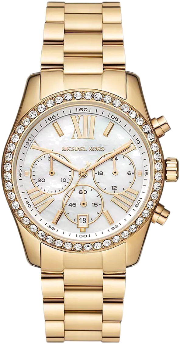 Michael Kors Lexington Mother of Pearl White Dial Gold Steel Strap Wat