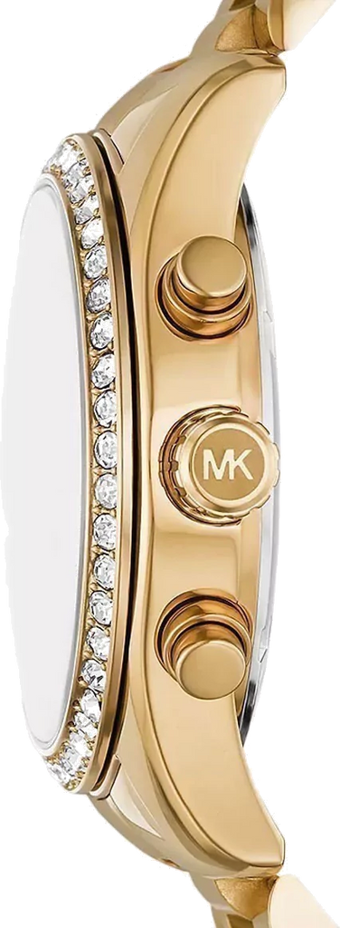 Michael Kors Lexington Chronograph Gold Dial Gold Steel Strap Watch For Women - MK7377