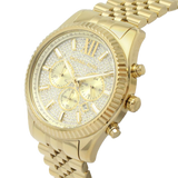 Michael Kors Lexington Chronograph Gold Dial Gold Steel Strap Watch For Men - MK8579