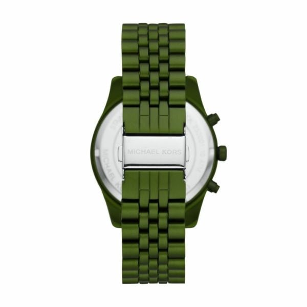 Michael Kors Lexington Chronograph Green Dial Green Steel Strap Watch For Men - MK8790