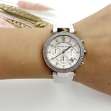 Michael Kors Parker White Dial White Leather Strap Watch for Women - MK2277