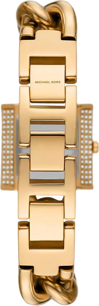 Michael Kors Chain Lock Pave Gold Dial Gold Steel Strap Watch For Women - MK4711