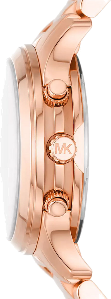 Michael Kors Runway Chronograph Rose Gold Dial Rose Gold Steel Strap Watch For Women - MK7327