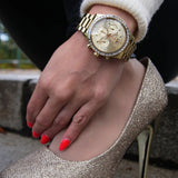 Michael Kors Brinkley Diamonds Gold Dial Gold Steel Strap Watch for Women - MK6187