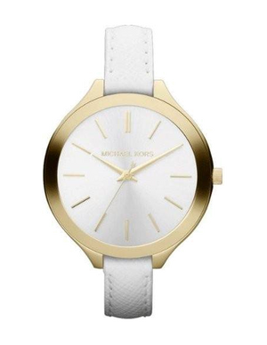 Michael Kors Slim Runway White Dial White Leather Strap Watch For Women - MK2273