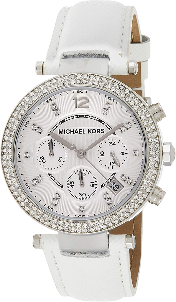 Michael Kors Parker White Dial White Leather Strap Watch for Women - MK2277