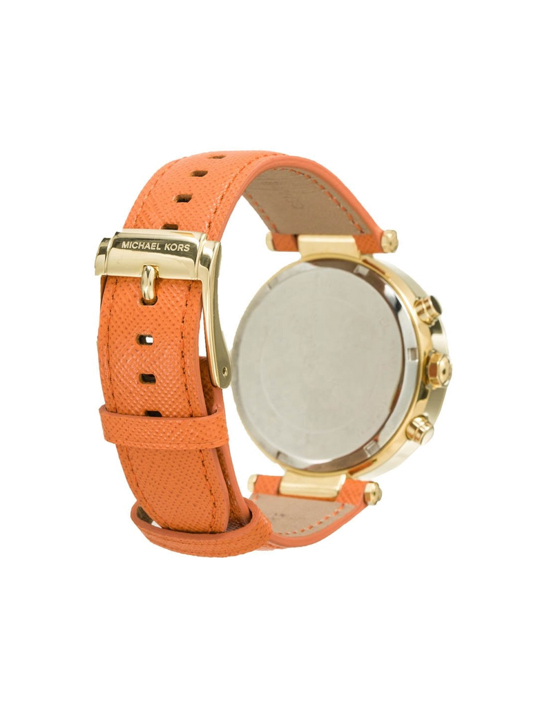 Michael Kors Parker Champagne Dial Orange Leather Strap Watch for Women - MK2279