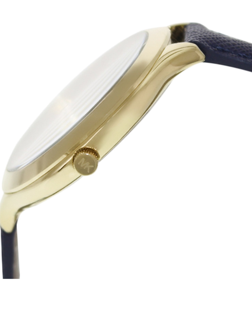Michael Kors Runway Quartz Gold Dial Blue Leather Strap Watch For Women - MK2285