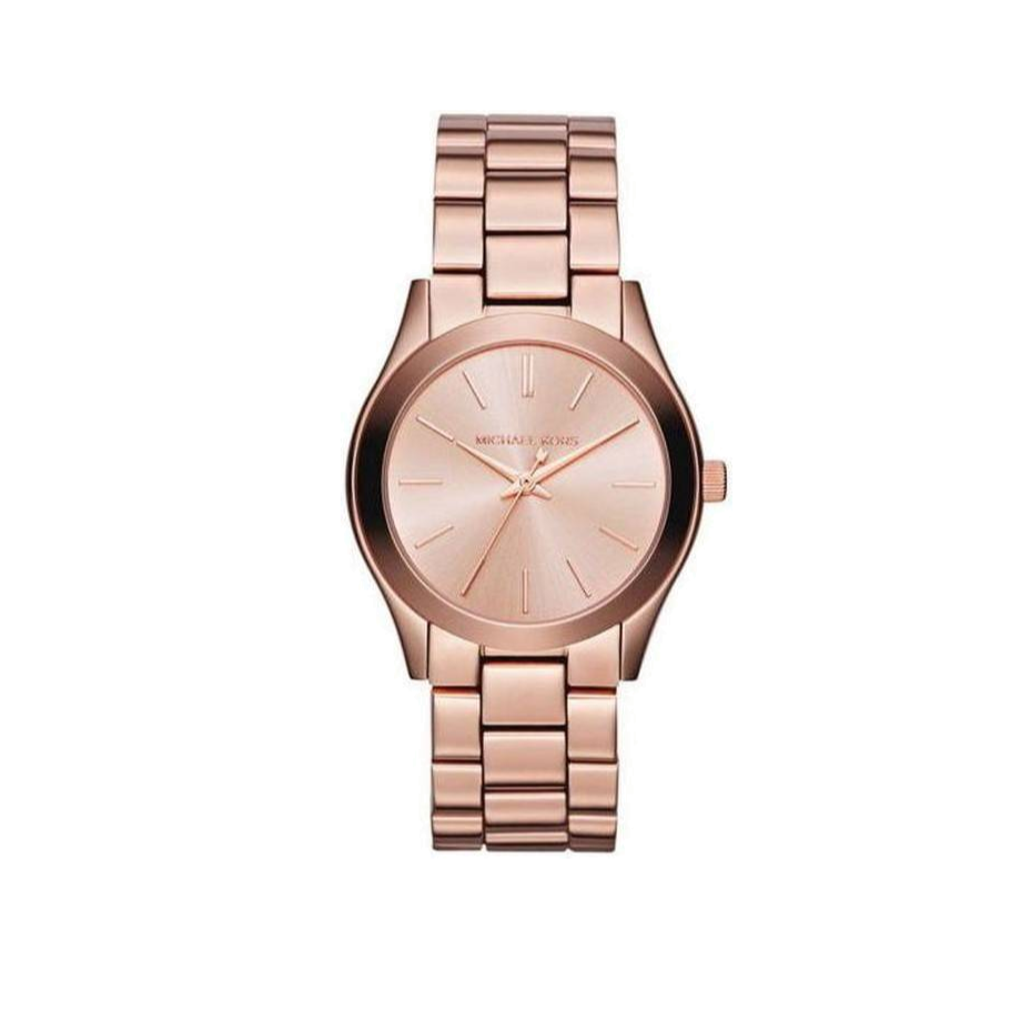 Michael Kors Mini Slim Runway Chronograph Quartz Rose Gold Dial Rose Gold Steel Strap Watch For Women - MK3205