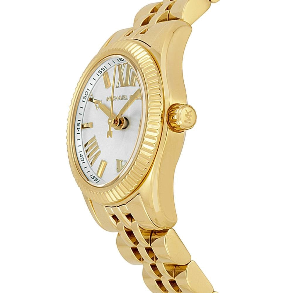 Michael Kors Lexington Quartz Silver Dial Gold Steel Strap Watch For Women - MK3229