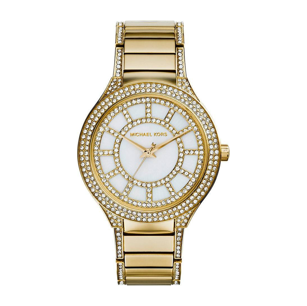 Michael Kors Kerry Mother of Pearl Dial Gold Steel Strap Watch for Women - MK3312