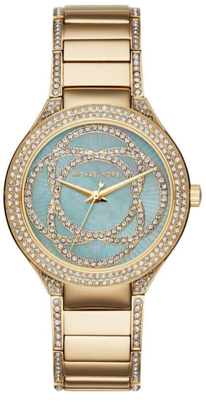 Michael Kors Kerry Mother of Pearl Dial Gold Steel Strap Watch for Women - MK3481