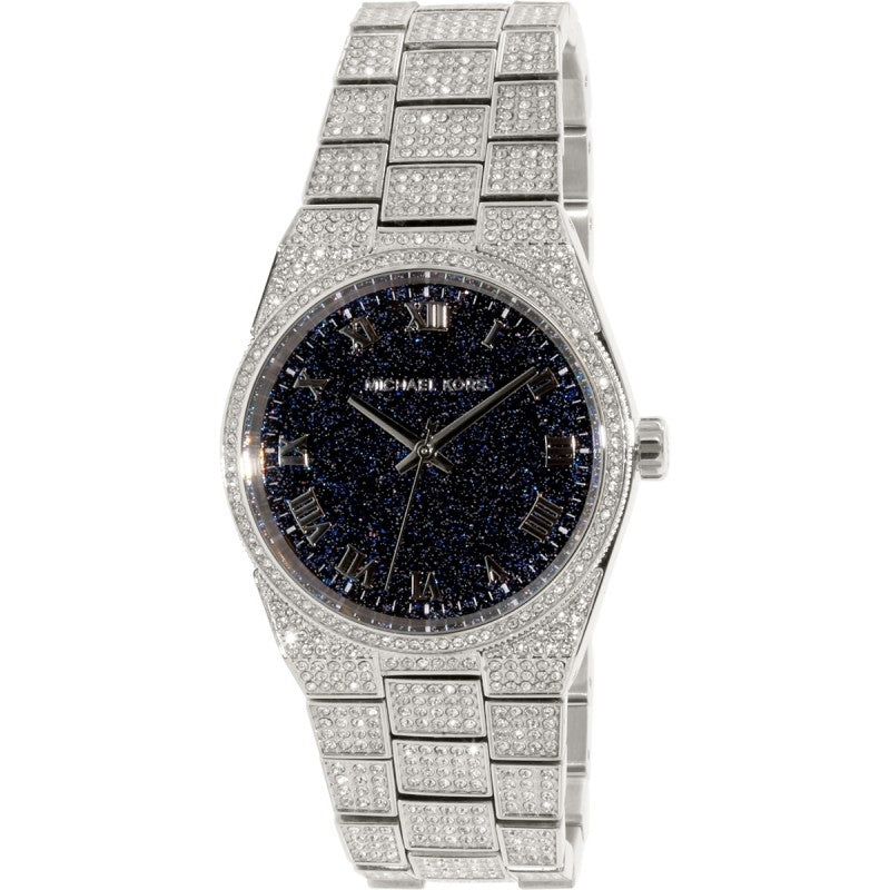 Michael Kors Channing Diamonds Black Dial Silver Steel Strap Watch for Women - MK6089