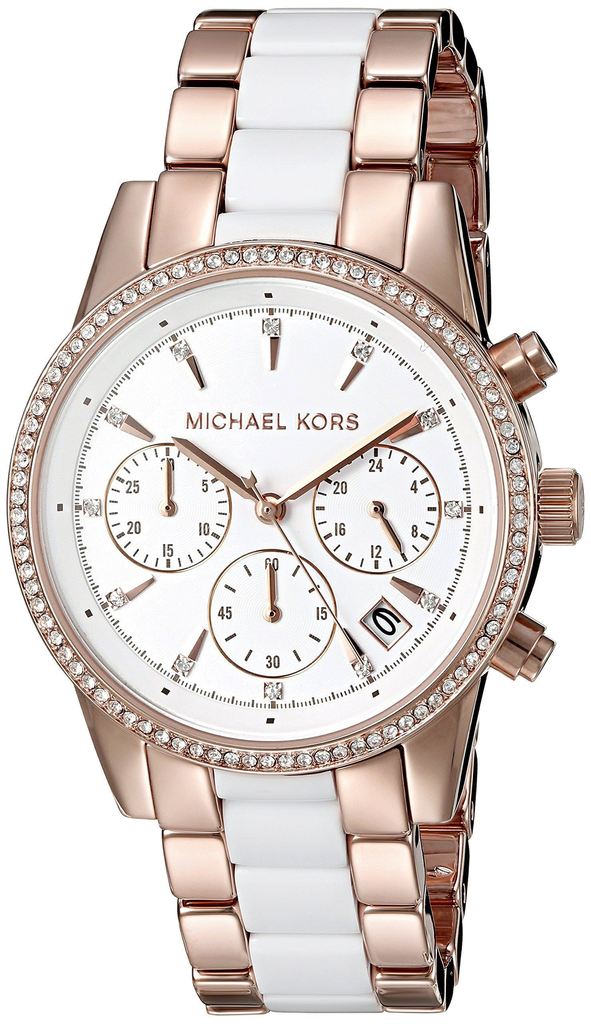 Michael Kors Ritz White Dial Two Tone Steel Strap Watch for Women - MK6324