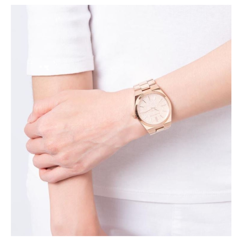 Michael Kors Channing Quartz Rose Gold Dial Rose Gold Steel Strap Watch For Women - MK6624
