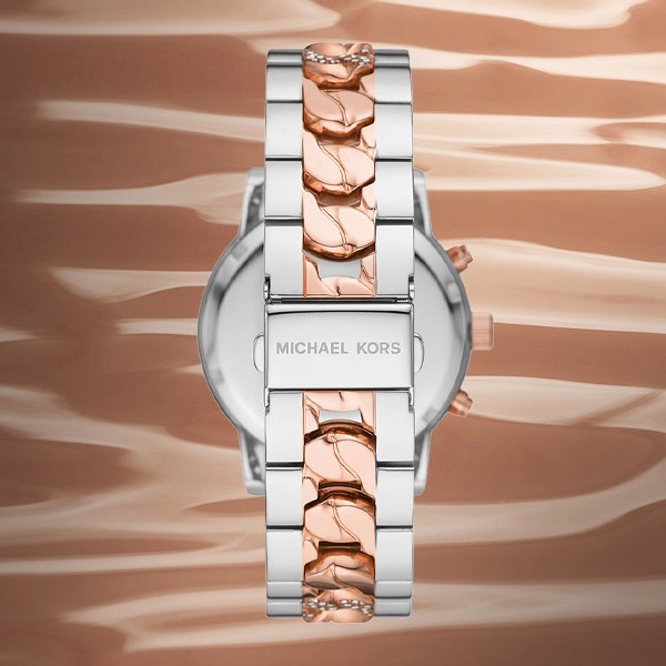 Michael Kors Ritz Chronograph Silver Dial Two Tone Steel Strap Watch For Women - MK6938