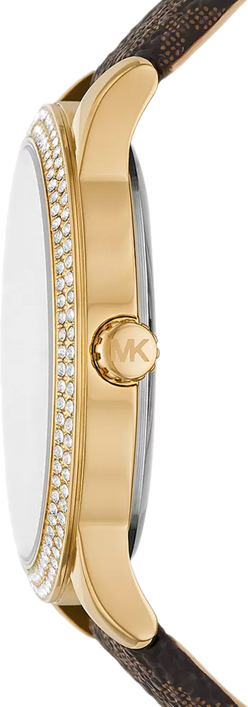 Michael Kors Tibby Multifunction Gold Dial Brown Leather Strap Watch For Women - MK6966