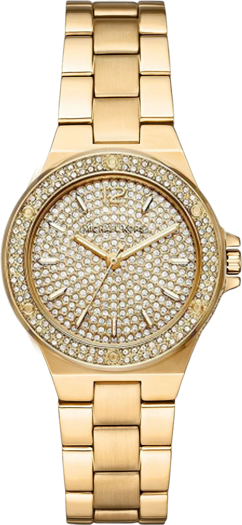 Michael Kors Lennox Three Hand Gold Dial Gold Steel Strap Watch For Women - MK7289