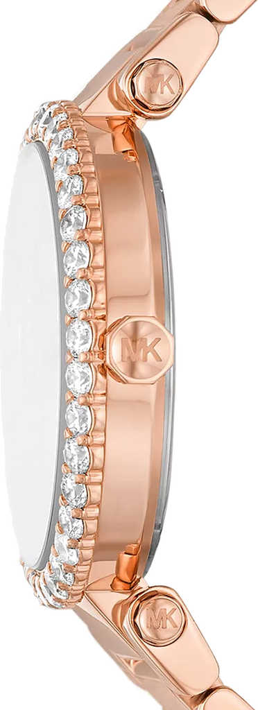 Michael Kors Parker Three-Hand Mother of Pearl White Dial Rose Gold Steel Strap Watch For Women - MK4695