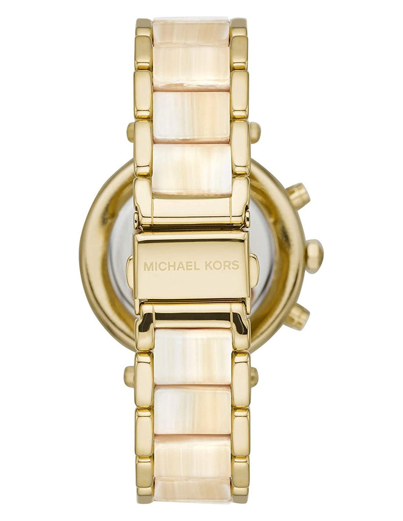 Michael Kors Parker Chronograph Gold Dial Gold Steel Strap Watch For Women - MK6831