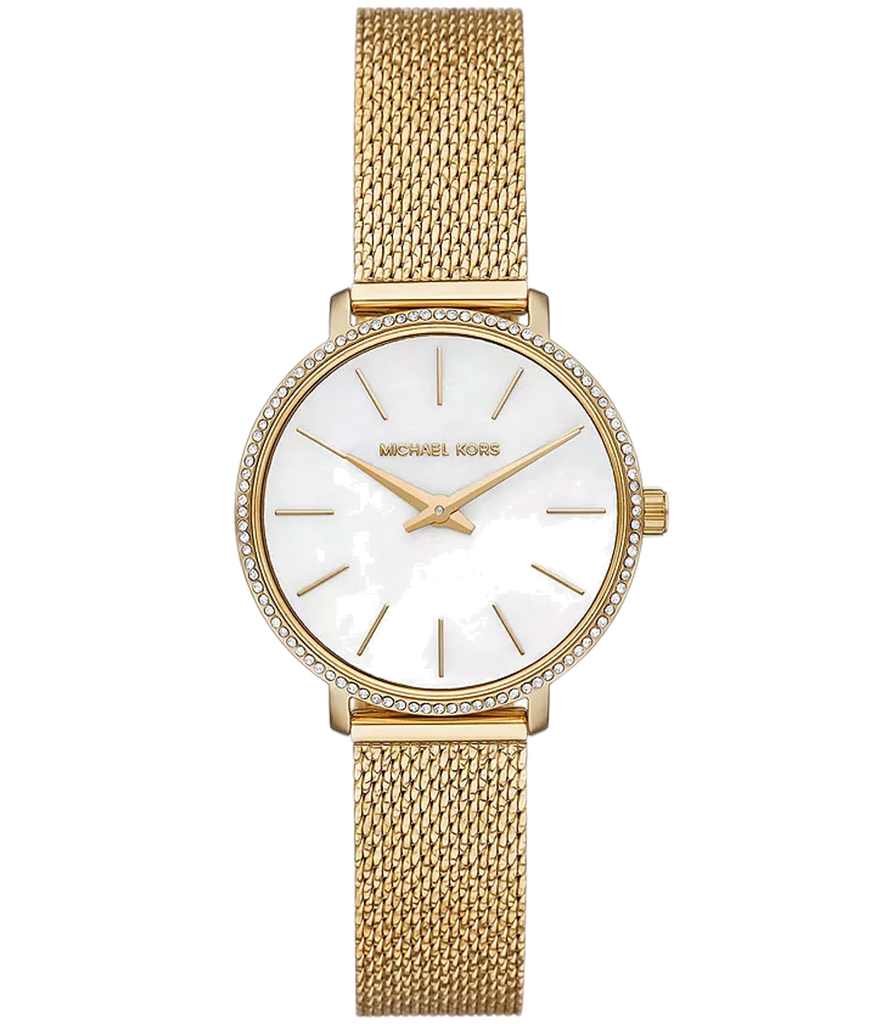 Michael Kors Pyper Quartz Mother of Pearl White Dial Gold Mesh Bracelet Watch For Women - MK4619