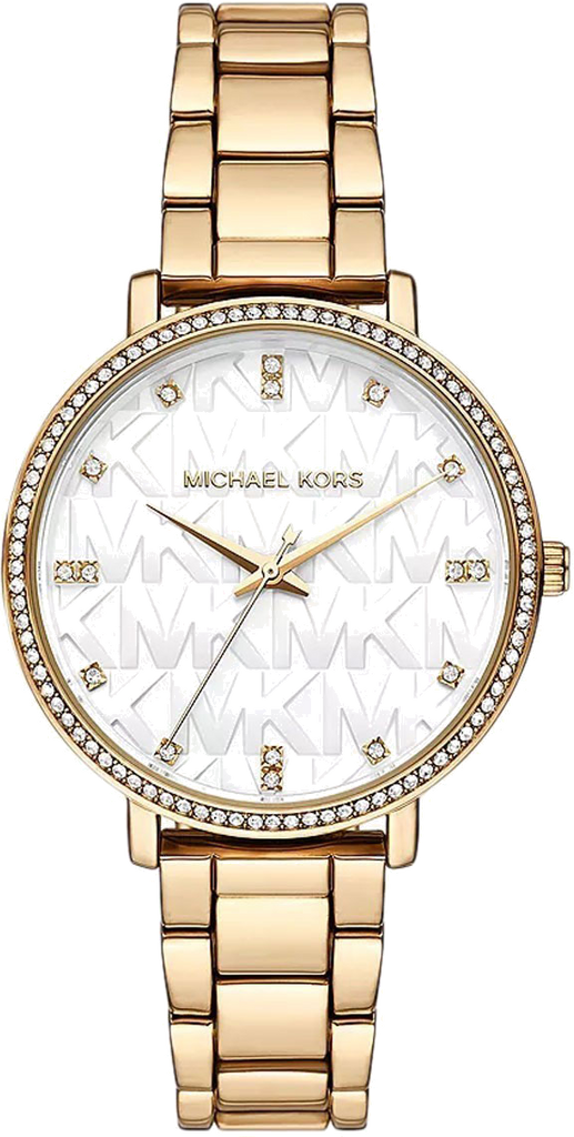 Michael Kors Pyper Three Hand White Dial Gold Steel Strap Watch For Women - MK4666
