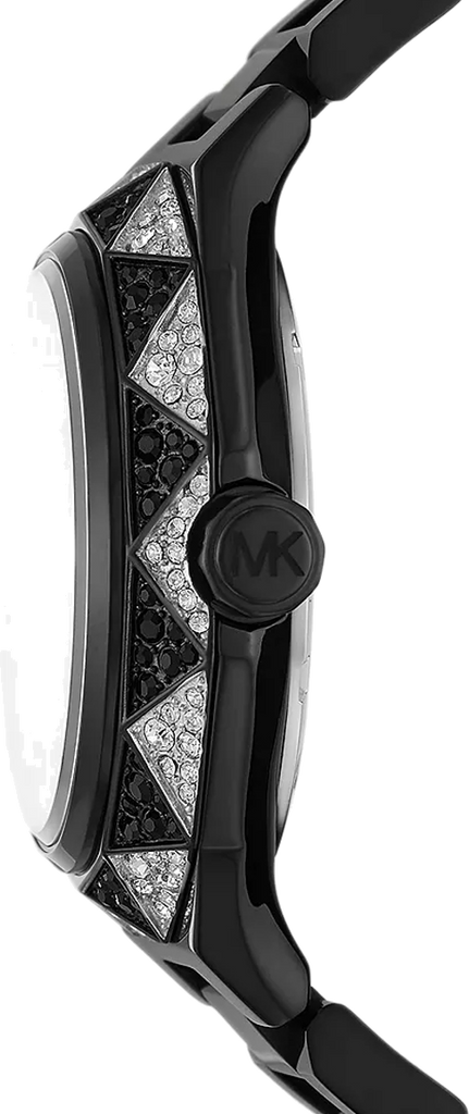 Michael Kors Raquel Three Hand Silver Dial Black Steel Strap Watch For Women - MK4692