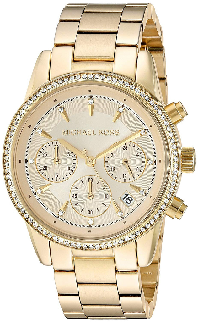 Michael Kors Ritz Gold Dial Gold Steel Strap Watch for Women - MK6356