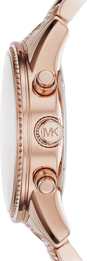 Michael Kors Ritz Chronograph Rose Gold Dial Rose Gold Steel Strap Watch For Women - MK6485
