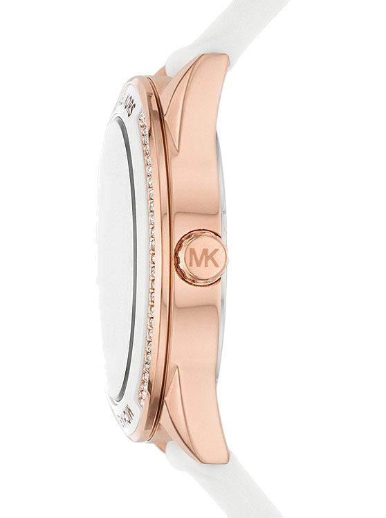 Michael Kors Oversized Sport Quartz White Dial White Rubber Strap Watch For Women - MK6945