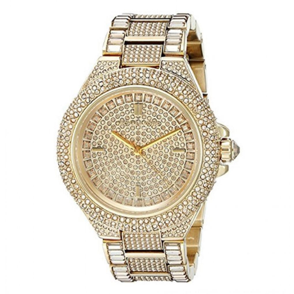 Michael Kors Camille Diamonds Gold Dial Gold Steel Strap Watch for Women - MK5720