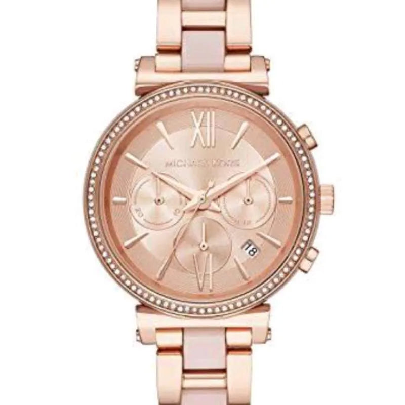 Michael Kors Sofie Chronograph Rose Gold Dial Rose Gold Steel Strap Watch For Women - MK6560