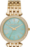 Michael Kors Darci Analog Mother of Pearl Green Dial Gold Steel Strap Watch For Women - MK3498