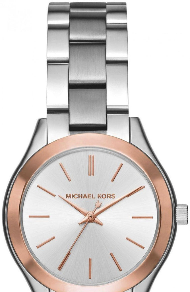 Michael Kors Mini Slim Runway Silver Dial Silver Steel Strap Watch for Women - MK3514