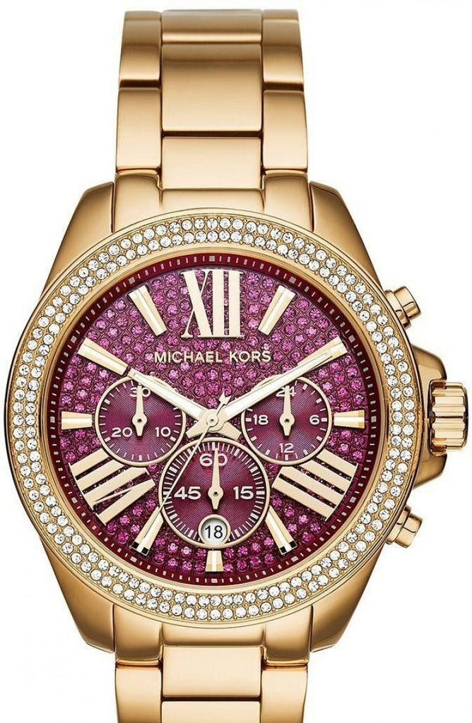 Michael Kors Wren Purple Dial Gold Steel Strap Watch for Women - MK6290