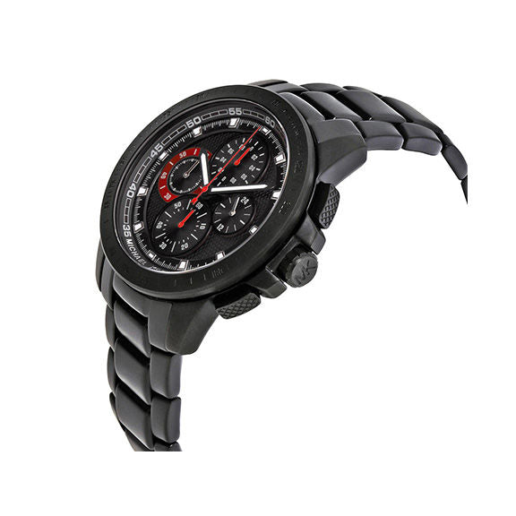Michael Kors Ryker Chronograph Black Dial Black Steel Strap Watch For Men - MK8529