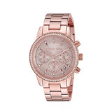 Michael Kors Ritz Chronograph Rose Gold Dial Rose Gold Steel Strap Watch for Women - MK6357