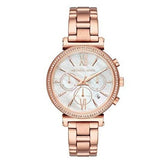 Michael Kors Sofie Chronograph Mother of Pearl White Dial Rose Gold Steel Strap Watch For Women - MK6576