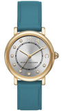 Marc Jacobs Roxy Silver Dial Green Leather Strap Watch for Women - MJ1633