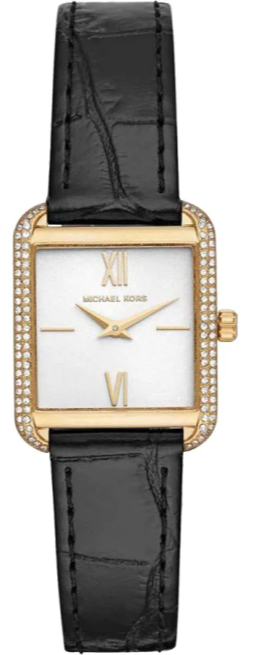Michael Kors Lake Quartz White Dial Black Leather Strap  display picture 1